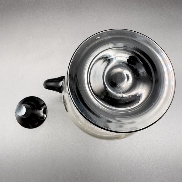 Lyngby Glass Decanter Art Deco Danish Etched Grapes Black Foot and Stopper c 40s - Picture 11 of 13